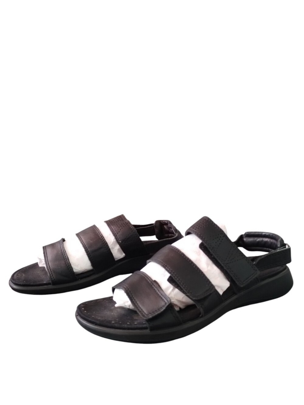 ECCO Women's 9.5 Soft 5‎ Sandals 3-Strap Flat Adjustable Minimalist Comfort